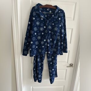 PINK Fleece Pajamas Blue White Snowflake Print Size 3X